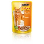 Friskies (Фріскіс) Консервований повнораціонний корм для дорослих котів з куркою. Шматочки у підливці 100 г